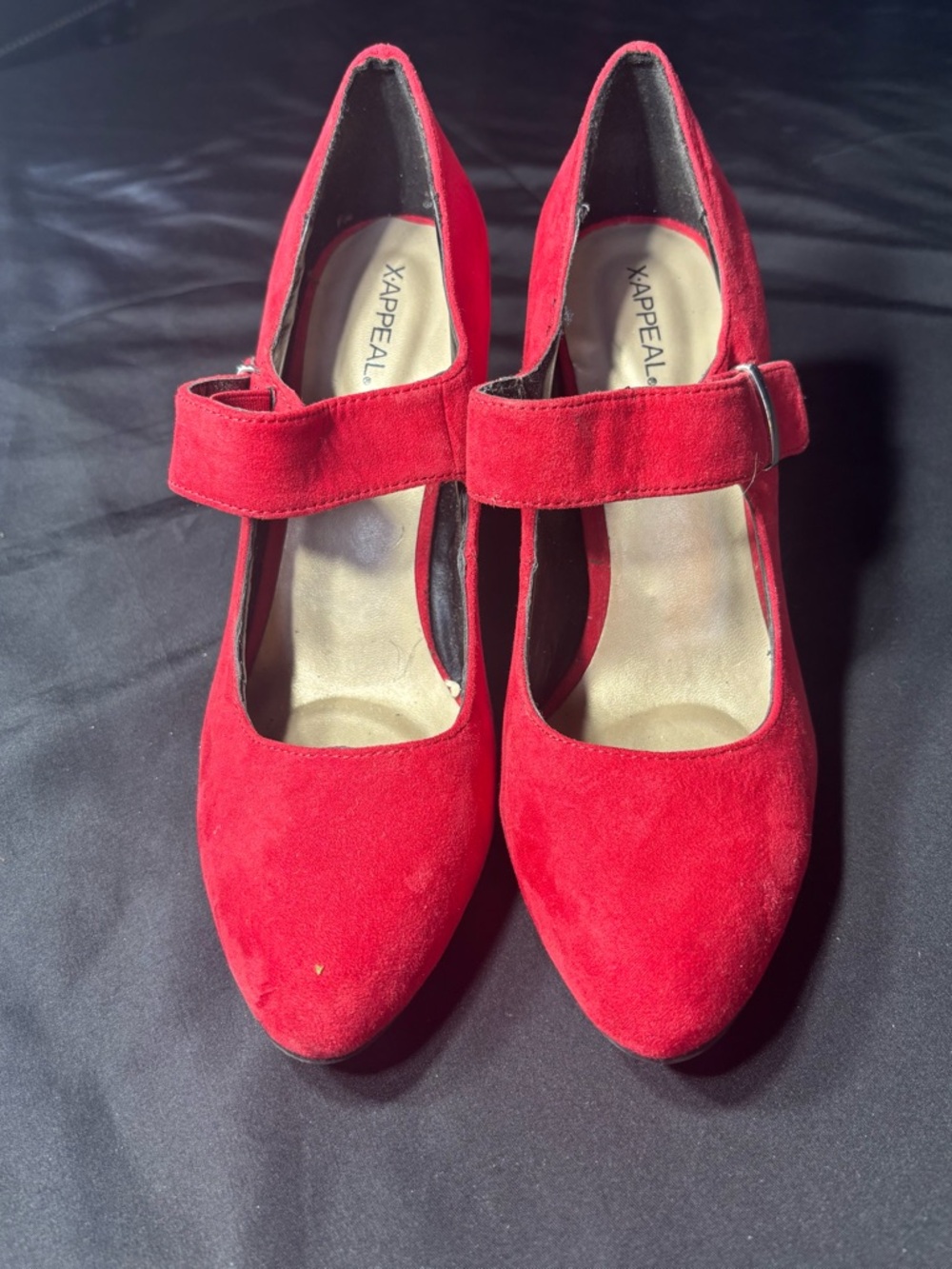 Xappeal Red Suede Mary Jane Heels with Strap EPC Size 9